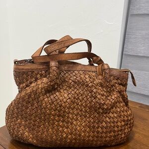 Elegant Brown Woven Shoulder Bag